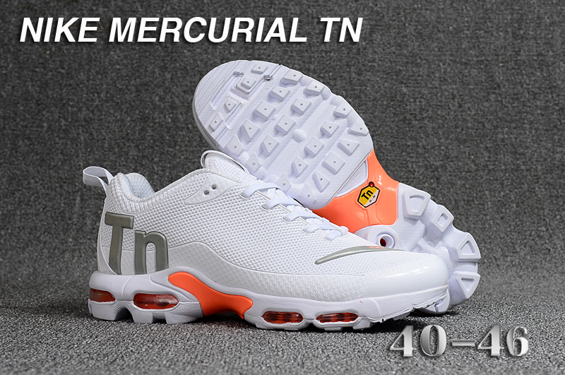 Nike Air Max Mercurial TN White Silver Orange Shoes - Click Image to Close